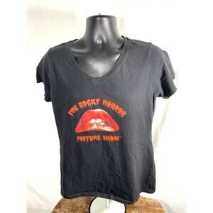 Rocky Horror Picture Show Lips Tee Black V-Neck Women’s M